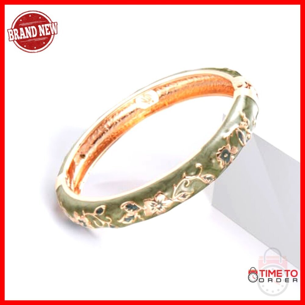 Elegant Enamel Bangle Bracelet Set Spring Hinge Cuff Jewelry Chic Gift - Picture 6 of 7